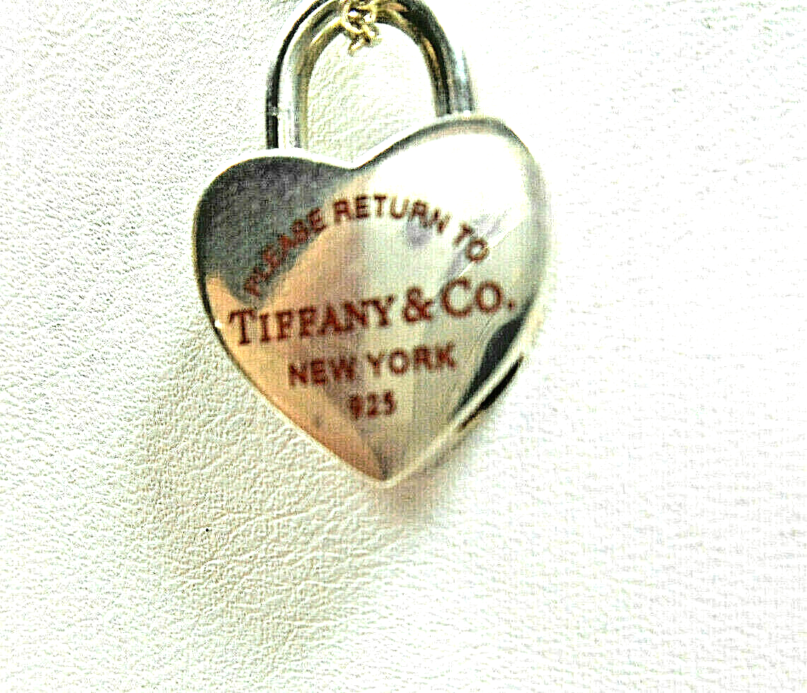 Return to Tiffany Red Enamel Heart Padlock Lock Charm Pendant 4 Necklace / Brace