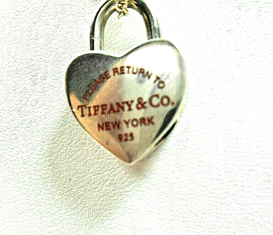 Return to Tiffany Red Enamel Heart Padlock Lock Charm Pendant 4 Necklace / Brace
