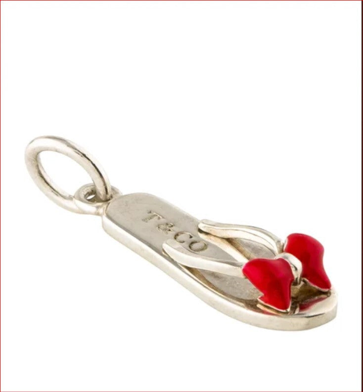 Tiffany &Co Enamel Beach Sandal Flip Flop Shoe Charm Pendant 4 Necklace Bracelet