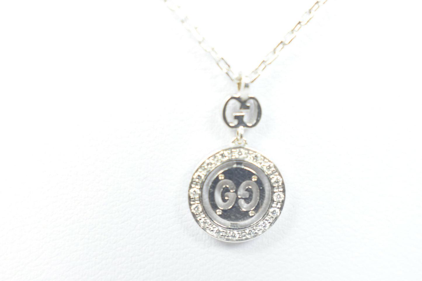 Gucci Gold Diamond Double G Necklace Twirl Icon Logo Pendant Necklace
