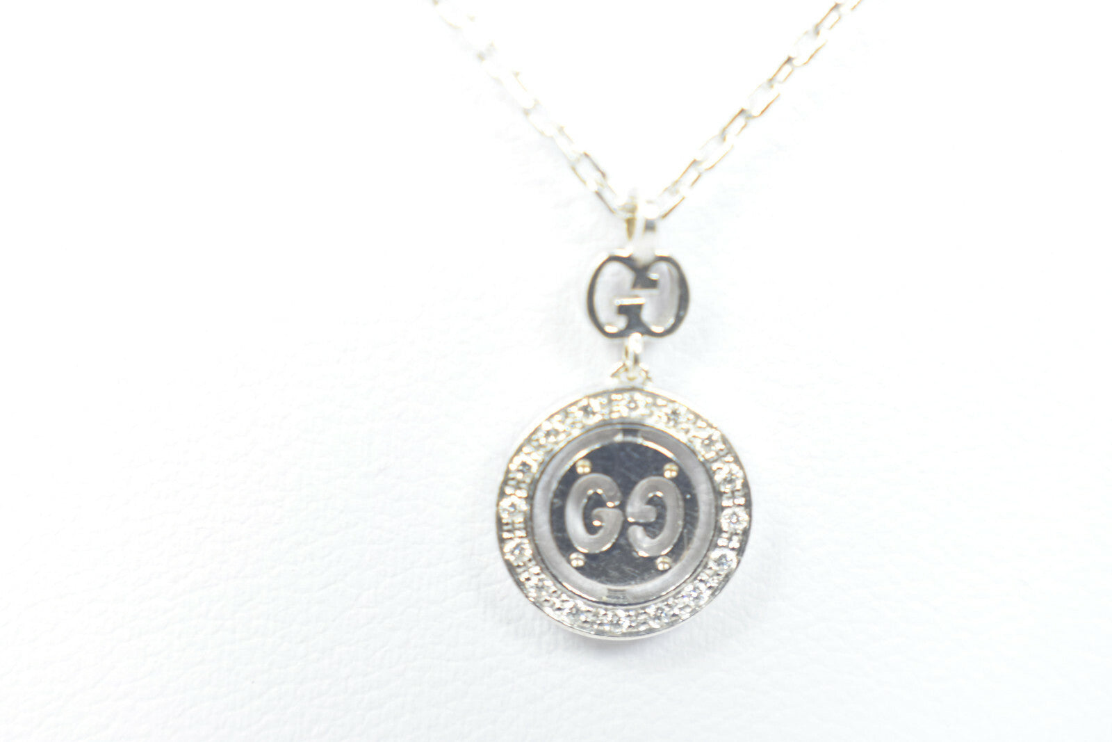Gucci Gold Diamond Double G Necklace Twirl Icon Logo Pendant Necklace