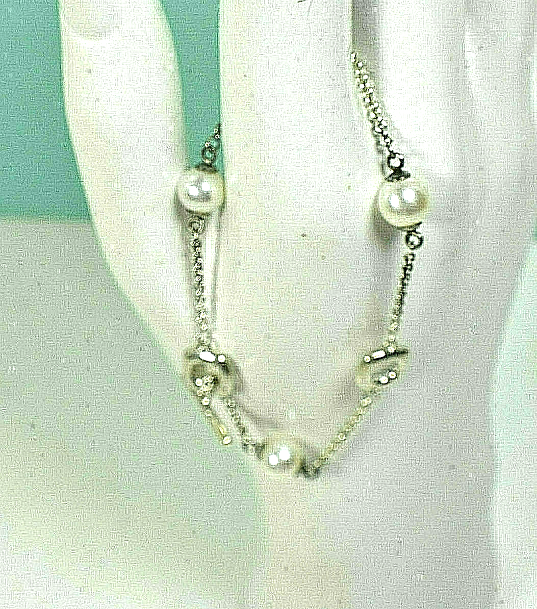 Vintage Tiffany &Co Akoya Pearls Cushion Toggle Silver Bracelet 7" Rare