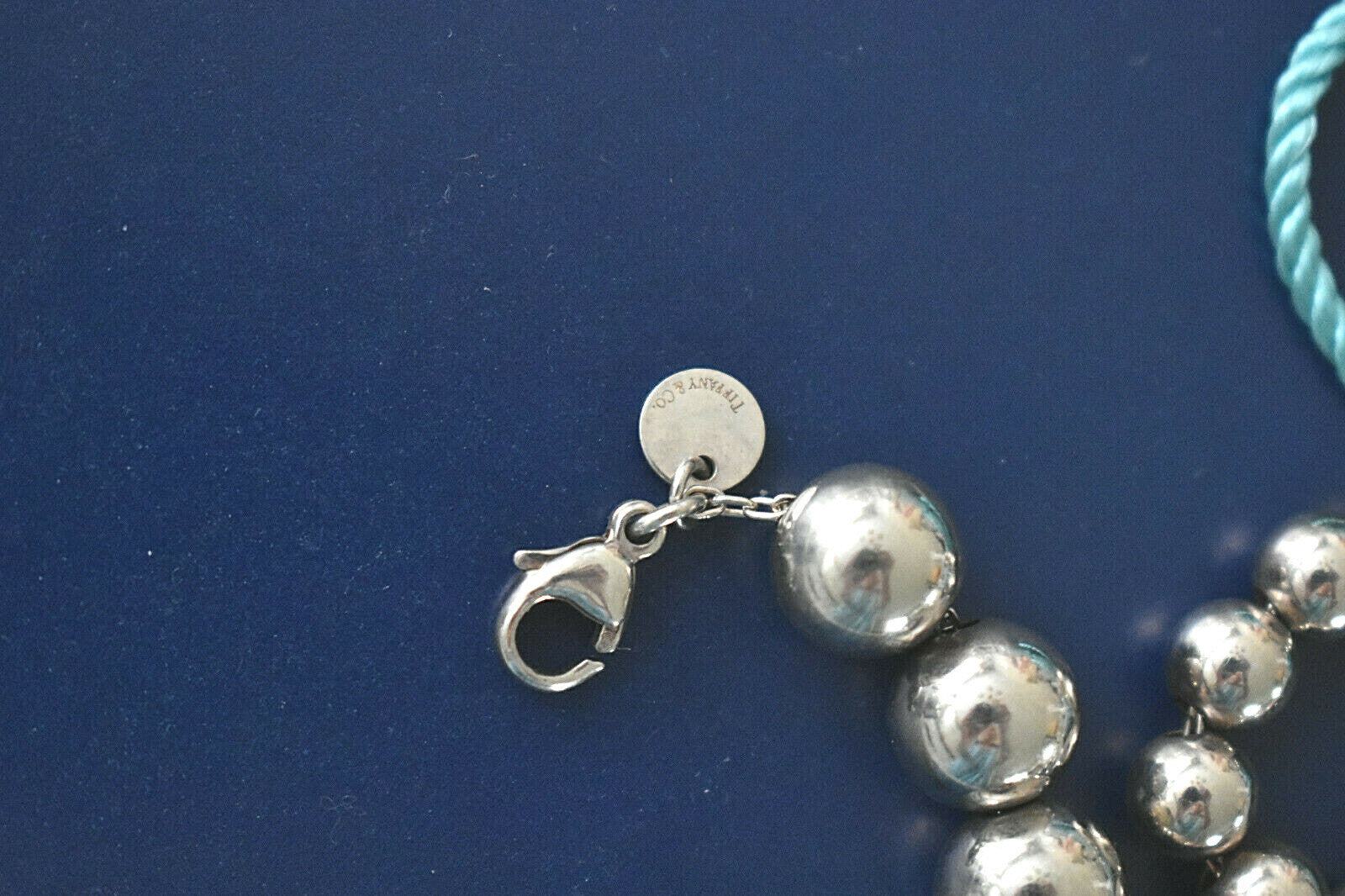 Tiffany & Co 7.5" HardWear 10mm Ball Bead Sterling Silver Bracelet & Pouch