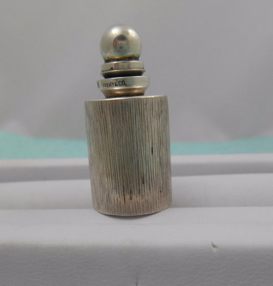 Tiffany & Co Grooved Round Mini Perfume Bottle Handbag Size Sterling Silver Rare