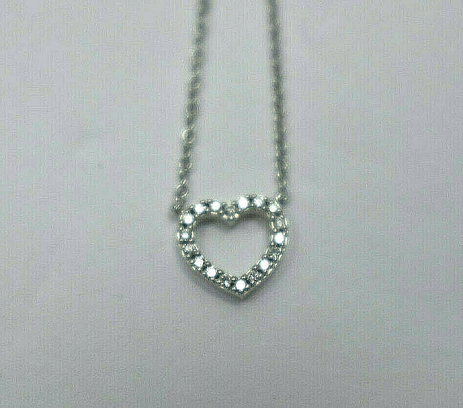 Tiffany & Co Metro 18K Gold Mini Heart Diamond Pendant 16" with Pouch