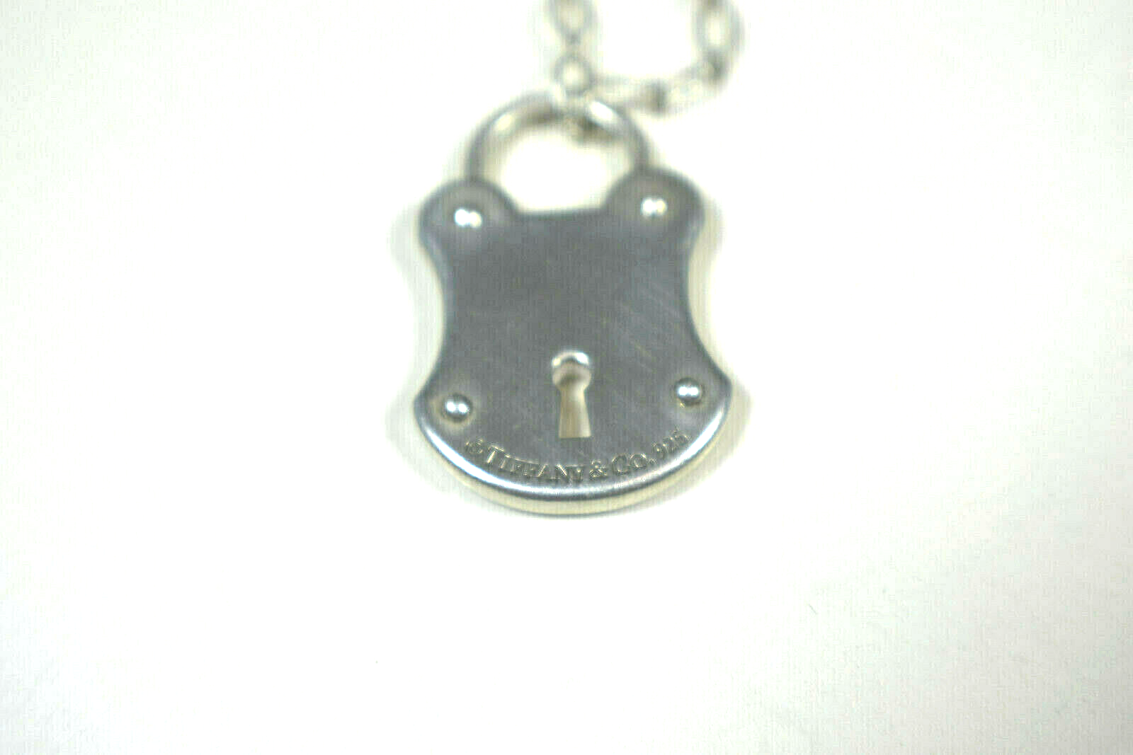 Tiffany &Co DIAMOND Arc Lock Padlock Pendant Fancy Oval Link Necklace RARE