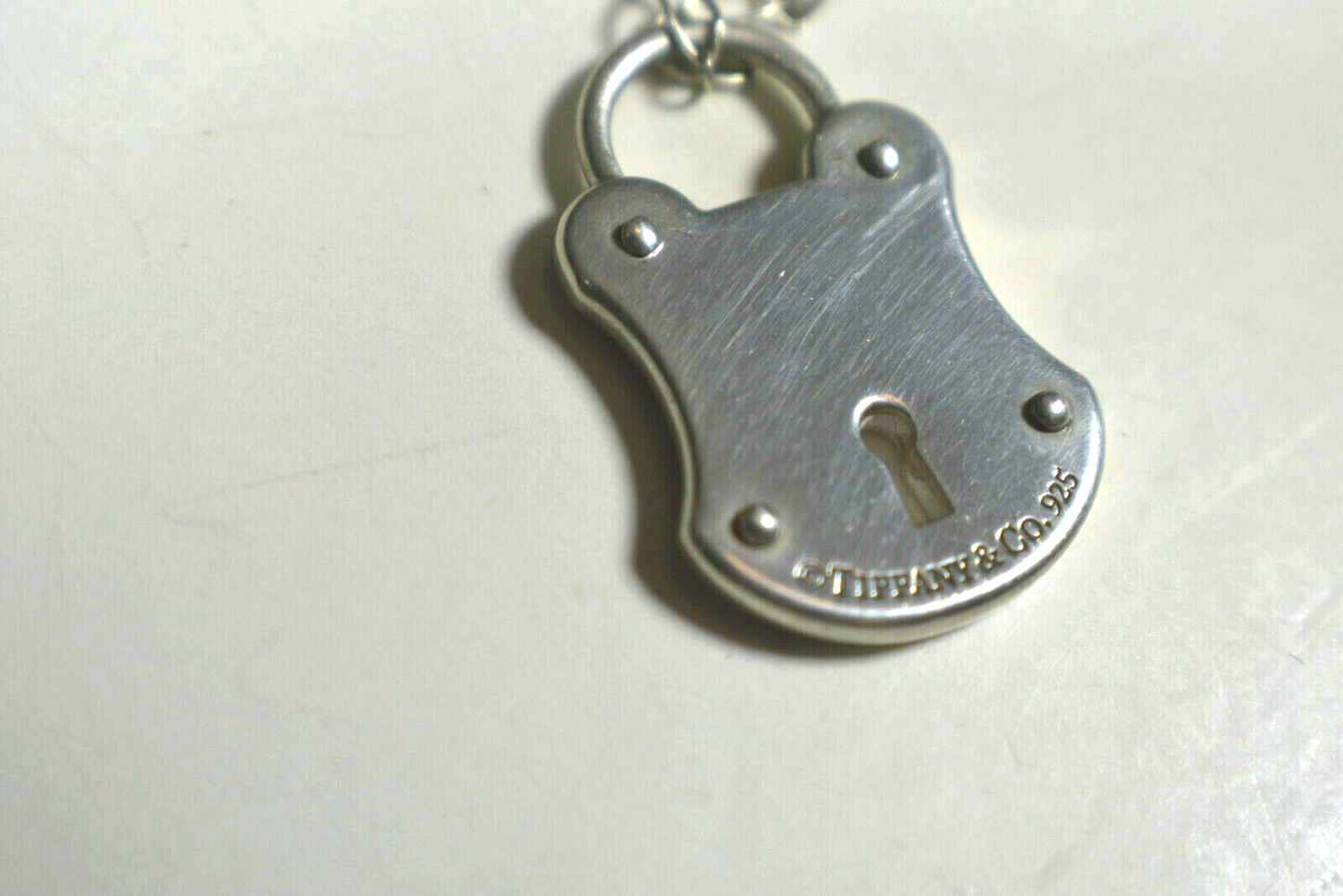 Tiffany &Co DIAMOND Arc Lock Padlock Pendant Fancy Oval Link Necklace RARE