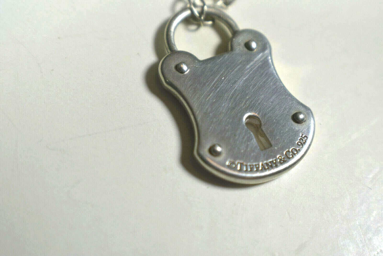 Tiffany &Co DIAMOND Arc Lock Padlock Pendant Fancy Oval Link Necklace RARE