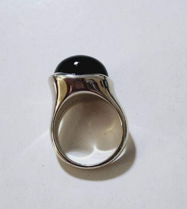 Tiffany & Co Elsa Peretti Large Domed  Black Jade 19mm Ring Sz 8,  Vintage
