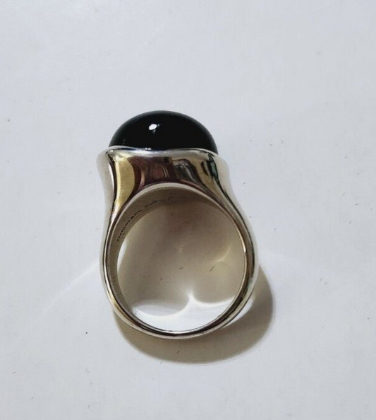 Tiffany & Co Elsa Peretti Large Domed  Black Jade 19mm Ring Sz 8,  Vintage