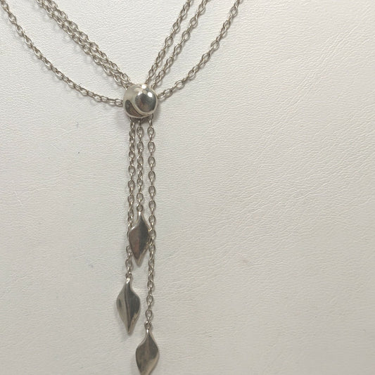 RARE Vintage Tiffany & Co Dangle Leaf Pendant Necklace Sterling Silver 18"