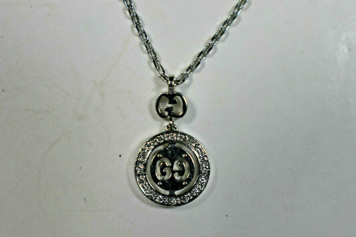 Gucci Double GG Love Britt 18K Gold Diamond Icon Logo Pendant Necklace Pouch Box