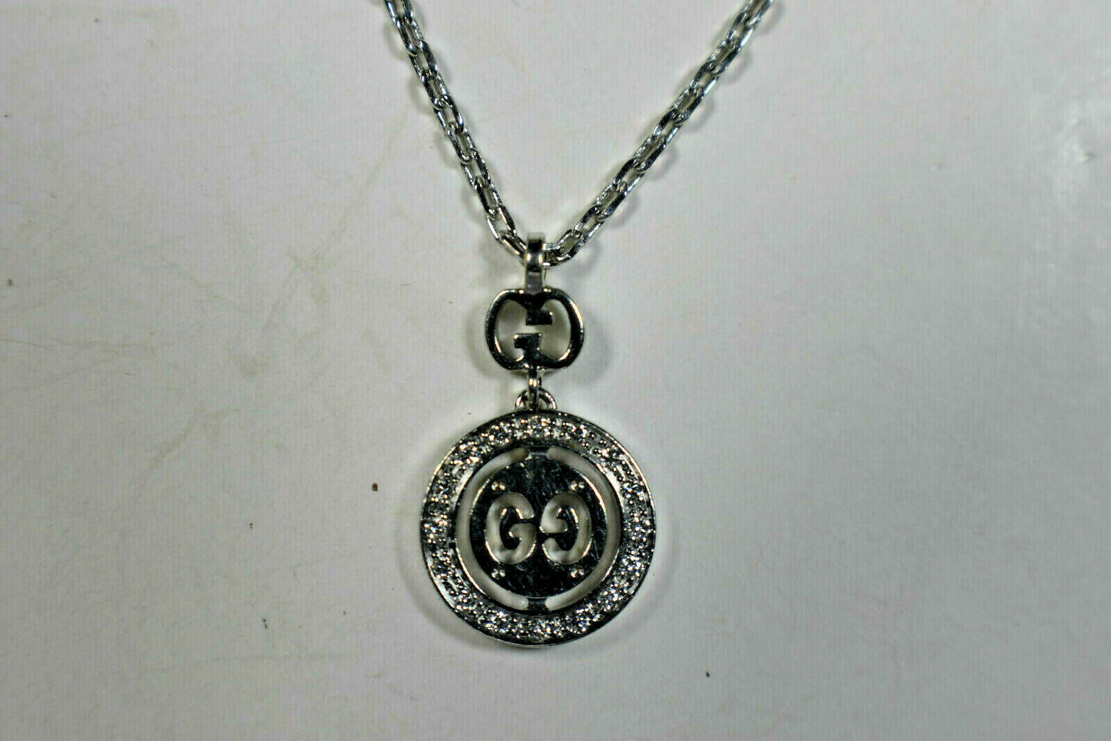 Gucci Double GG Love Britt 18K Gold Diamond Icon Logo Pendant Necklace Pouch Box