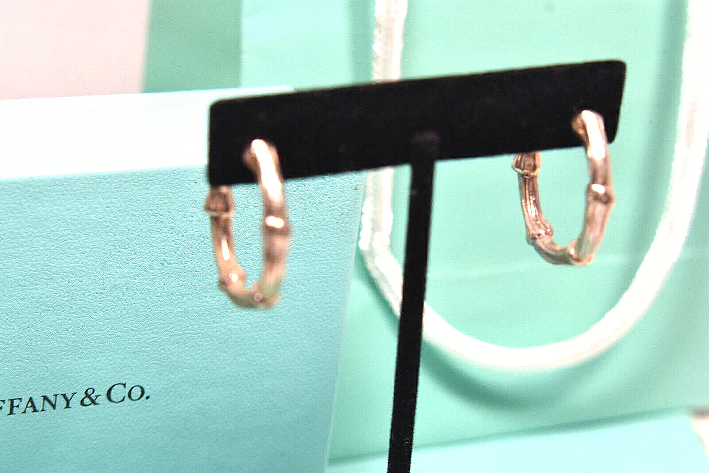 Tiffany & Co Vintage Bamboo 1" Hoop Earrings Sterling Silver 1996