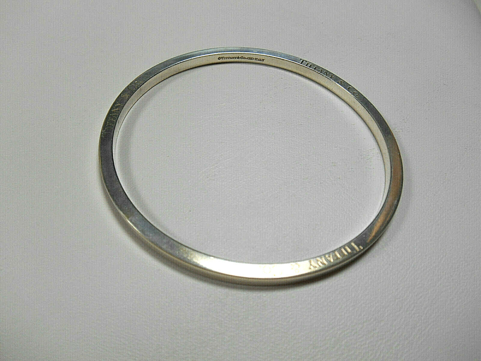 Tiffany & Co Italy Narrow Icon Bangle Bracelet Sterling Silver, Newly Polished!