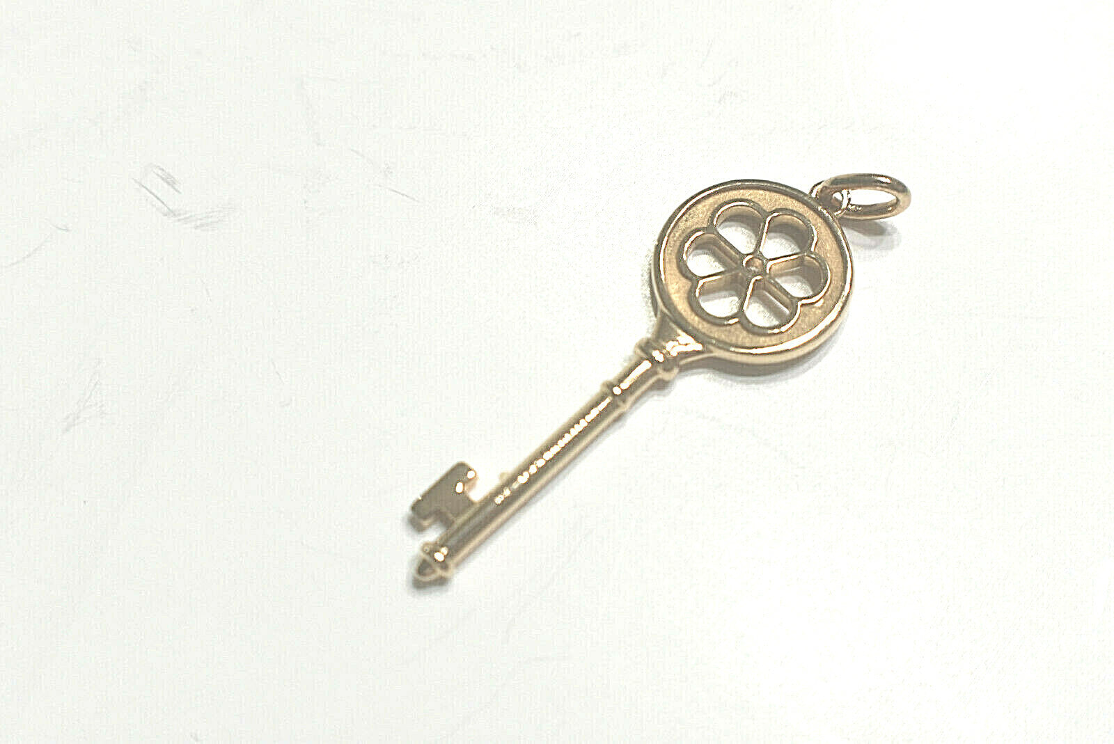 Tiffany & Co Diamond 18K Rose Gold Blossom Key Pendant 4 Necklace w/ Pouch