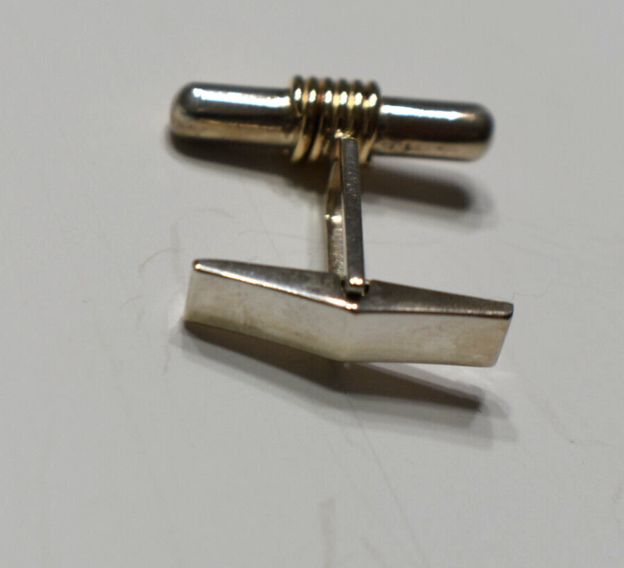 Tiffany & Co Silver & Gold Bar Cufflinks Cuff Links & Pouch