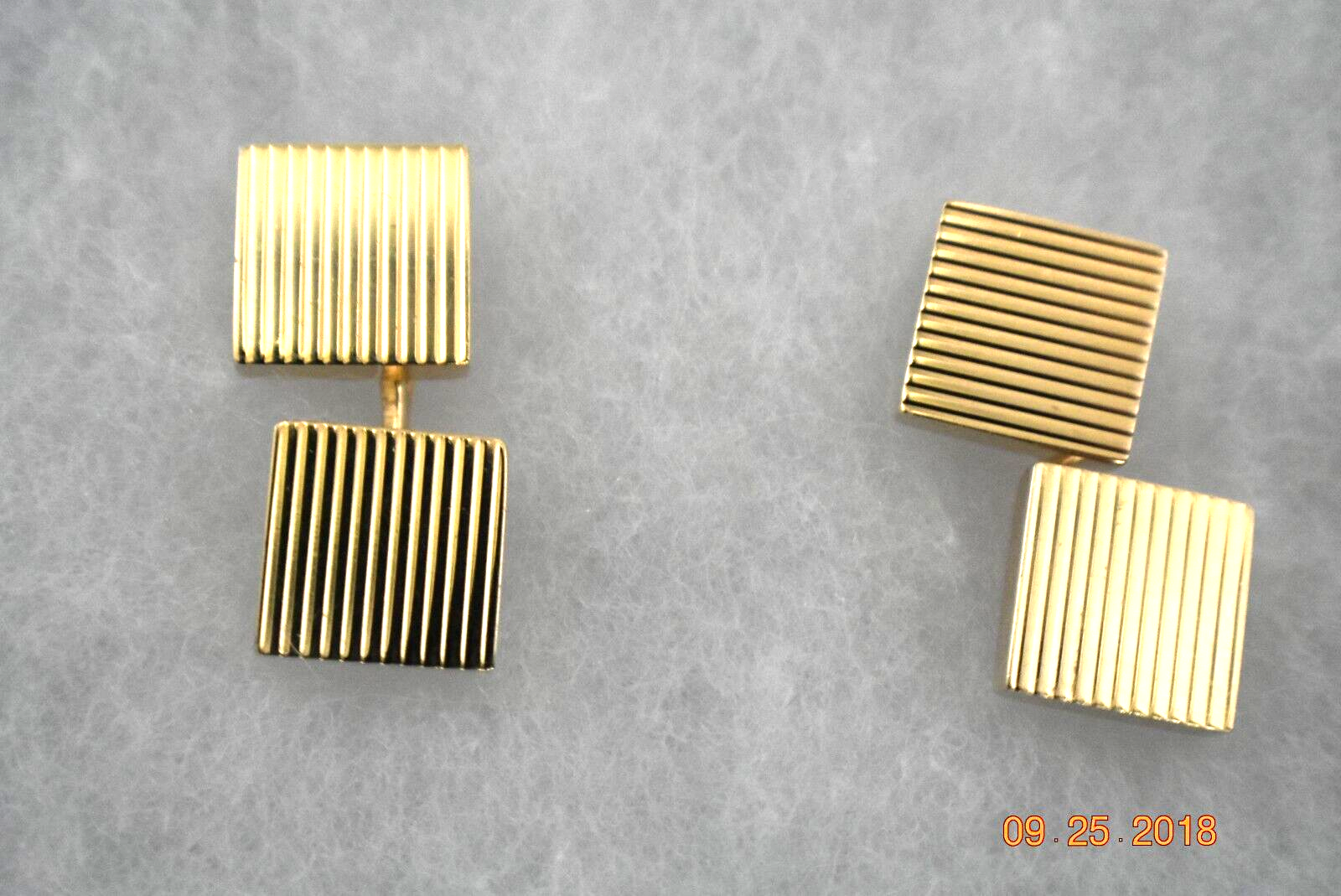 Tiffany & Co Cufflinks Cuff Links Rare Textured 14K Gold Square Ribbed & Pouch