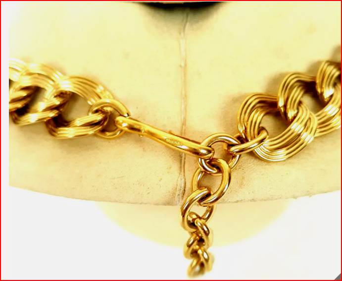 Monet Chunky Adjust. Double Ribbed Link Chain Necklace Gold Tone Vintage