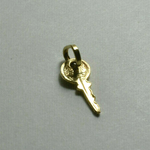 Mini 14K Yellow Gold Key Charm Pendant & Bale 4 Necklace or Bracelet, Unisex