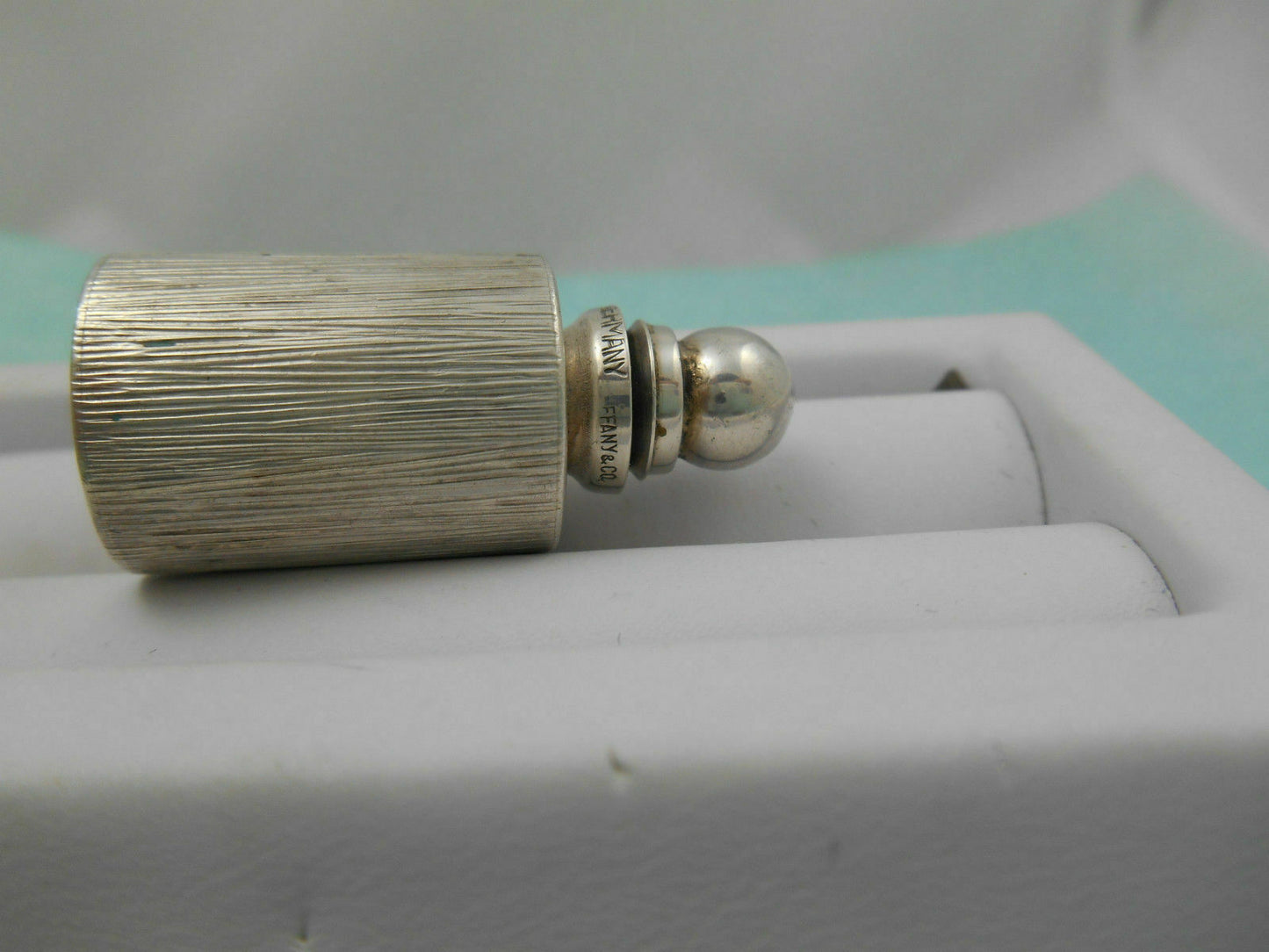 Tiffany & Co Round Grooved Mini Perfume Bottle Handbag Size Sterling Silver Rare