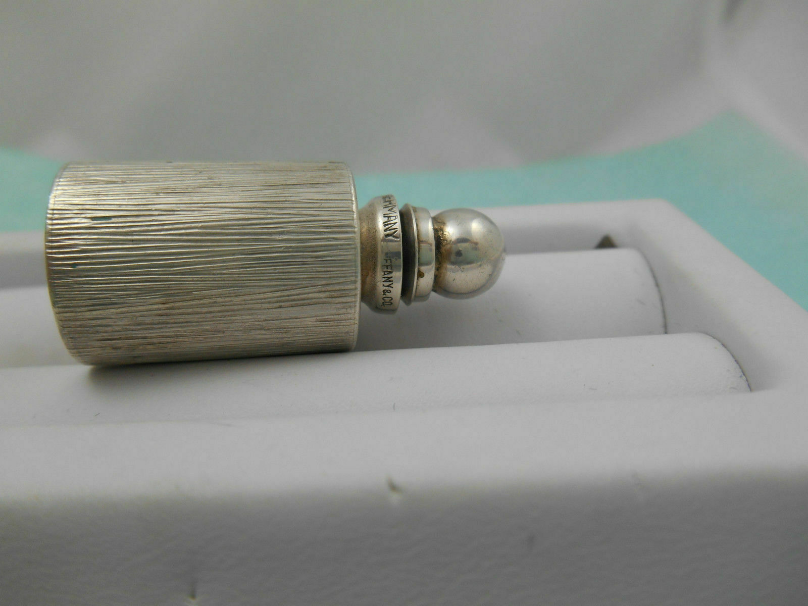 Tiffany & Co Round Grooved Mini Perfume Bottle Handbag Size Sterling Silver Rare