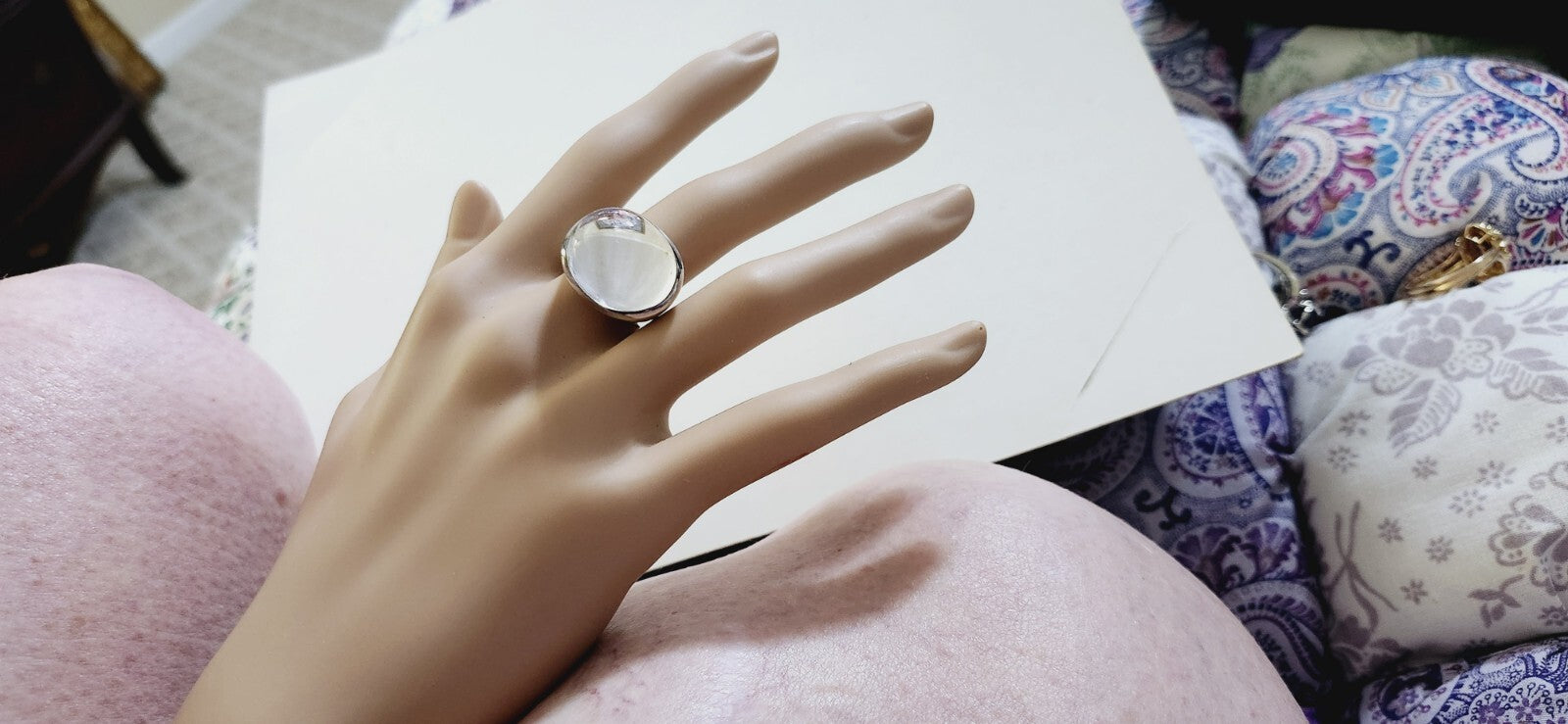 Tiffany & Co Elsa Peretti Large Domed Rock Crystal Ring Sz 6 , Very Rare!