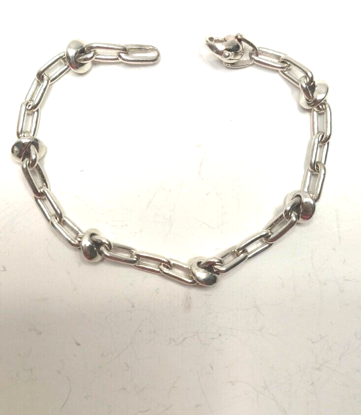 Tiffany & Co RARE Vintage Rectangle Link & Bead Bracelet Sterling Silver