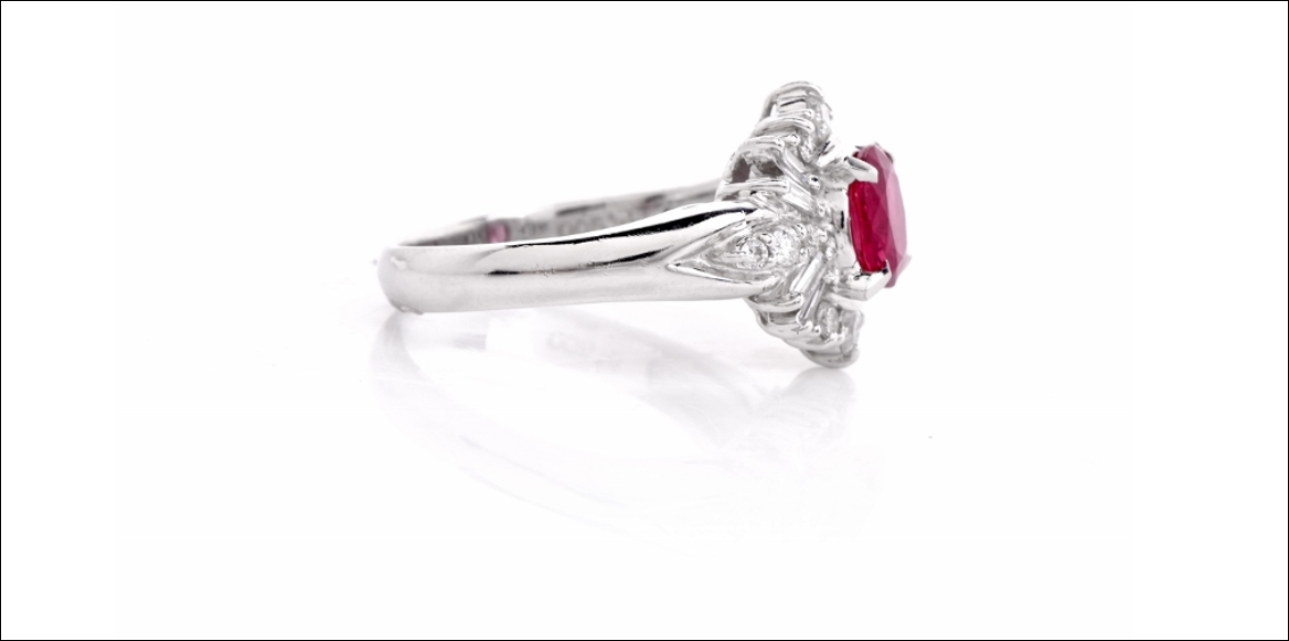 Stunning Ruby Ring 1.30ct G-H Diamond Engagement o Statement Ring 5.5 Size