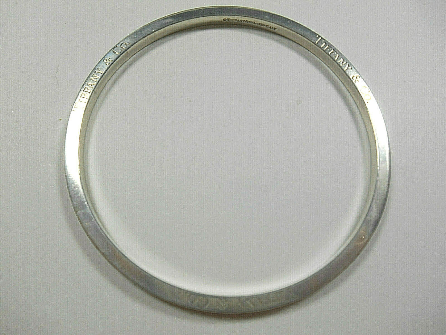 Tiffany & Co Italy Narrow Icon Bangle Bracelet Sterling Silver, Newly Polished!