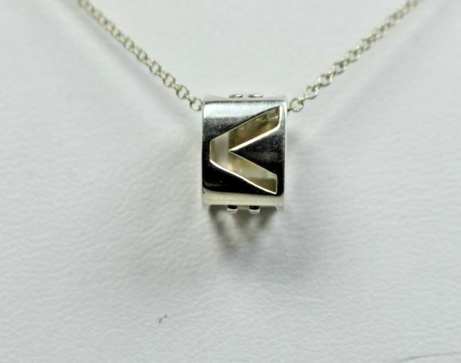 Tiffany & Co LOVE Cube Pendant Charm Necklace Sterling Silver Retired Rare
