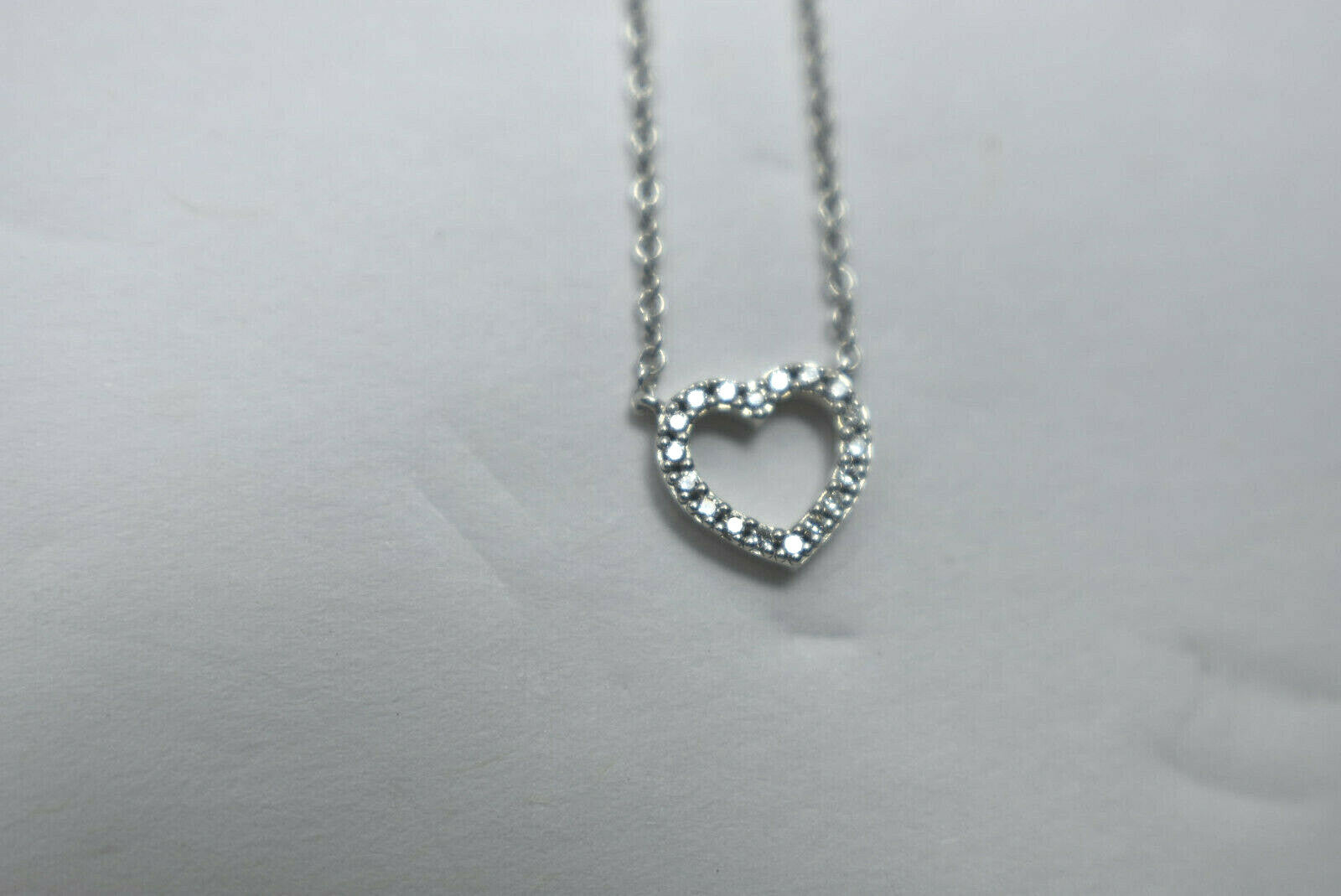Tiffany & Co Metro 18K Gold Mini Heart Diamond Pendant 16" with Pouch