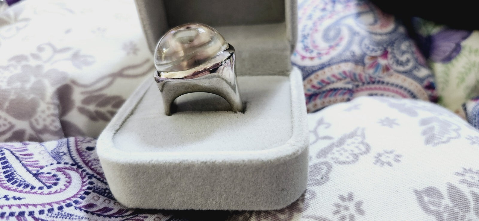 Tiffany & Co Elsa Peretti Large Domed Rock Crystal Ring Sz 6 , Very Rare!