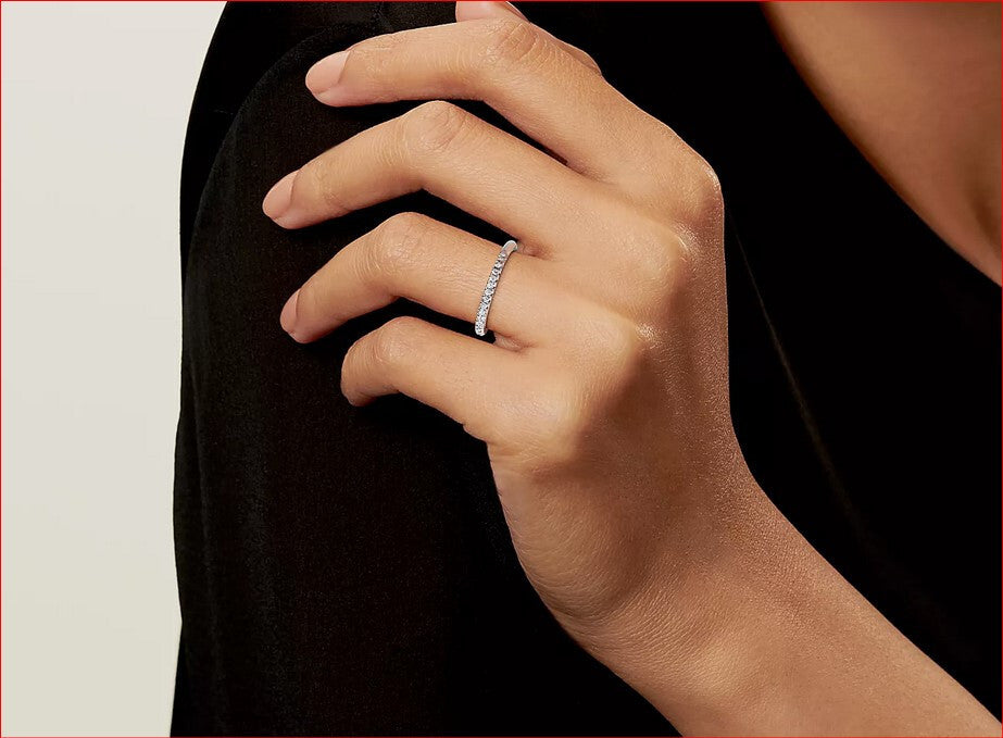 New Tiffany & Co. Soleste Platinum PT950 1/2 Eternity Band Diamond Ring Sz 8.25
