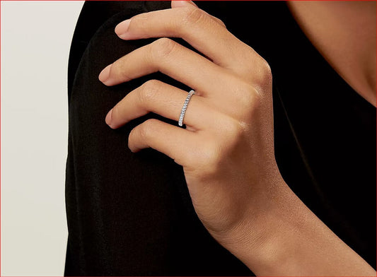 New Tiffany & Co. Soleste Platinum PT950 1/2 Eternity Band Diamond Ring Sz 8.25