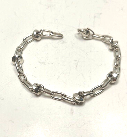 Tiffany & Co RARE Vintage Rectangle Link & Bead Bracelet Sterling Silver