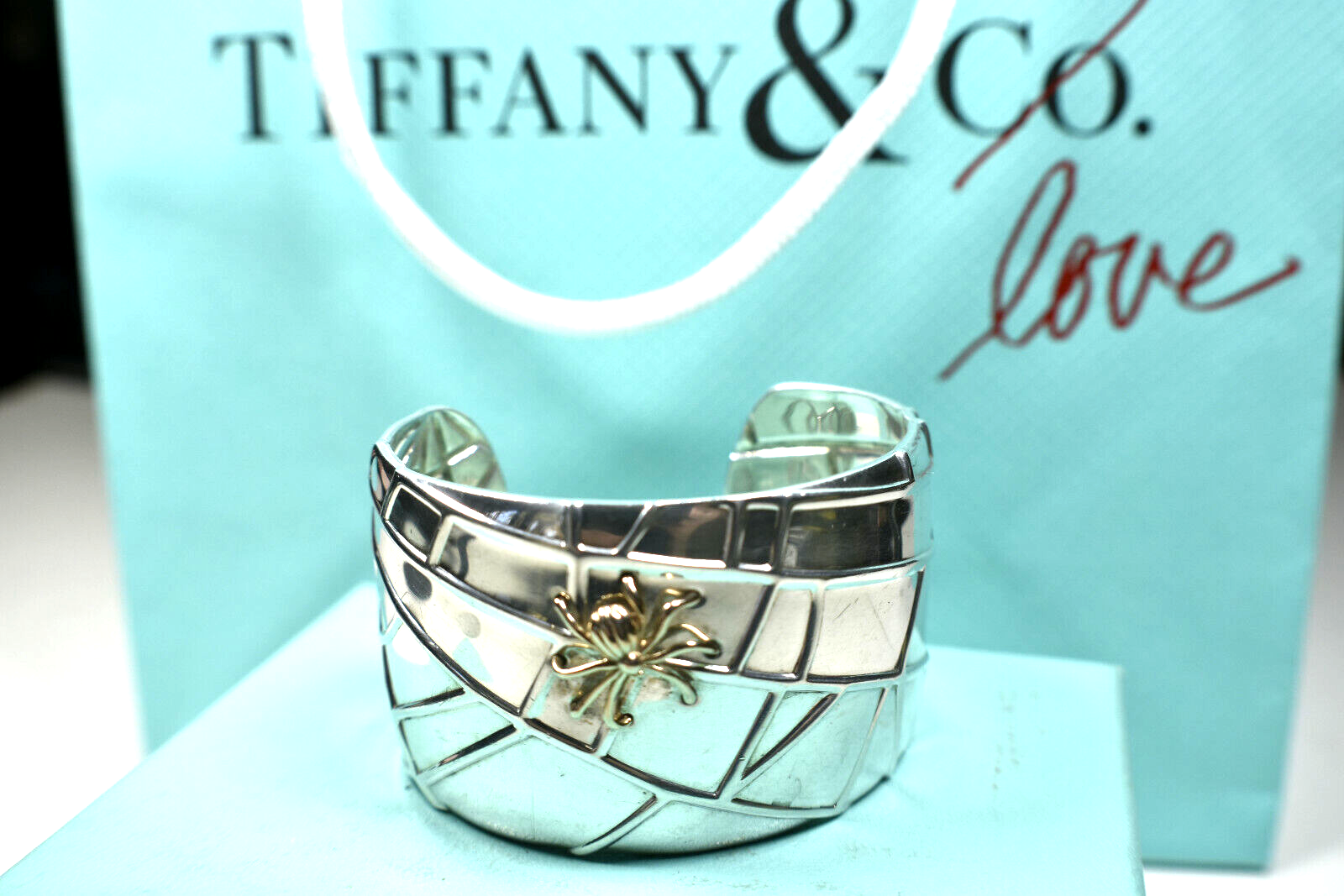 Tiffany & Co Picasso Grafitti X Cuff Bangle Bracelet Silver Pouch & Box