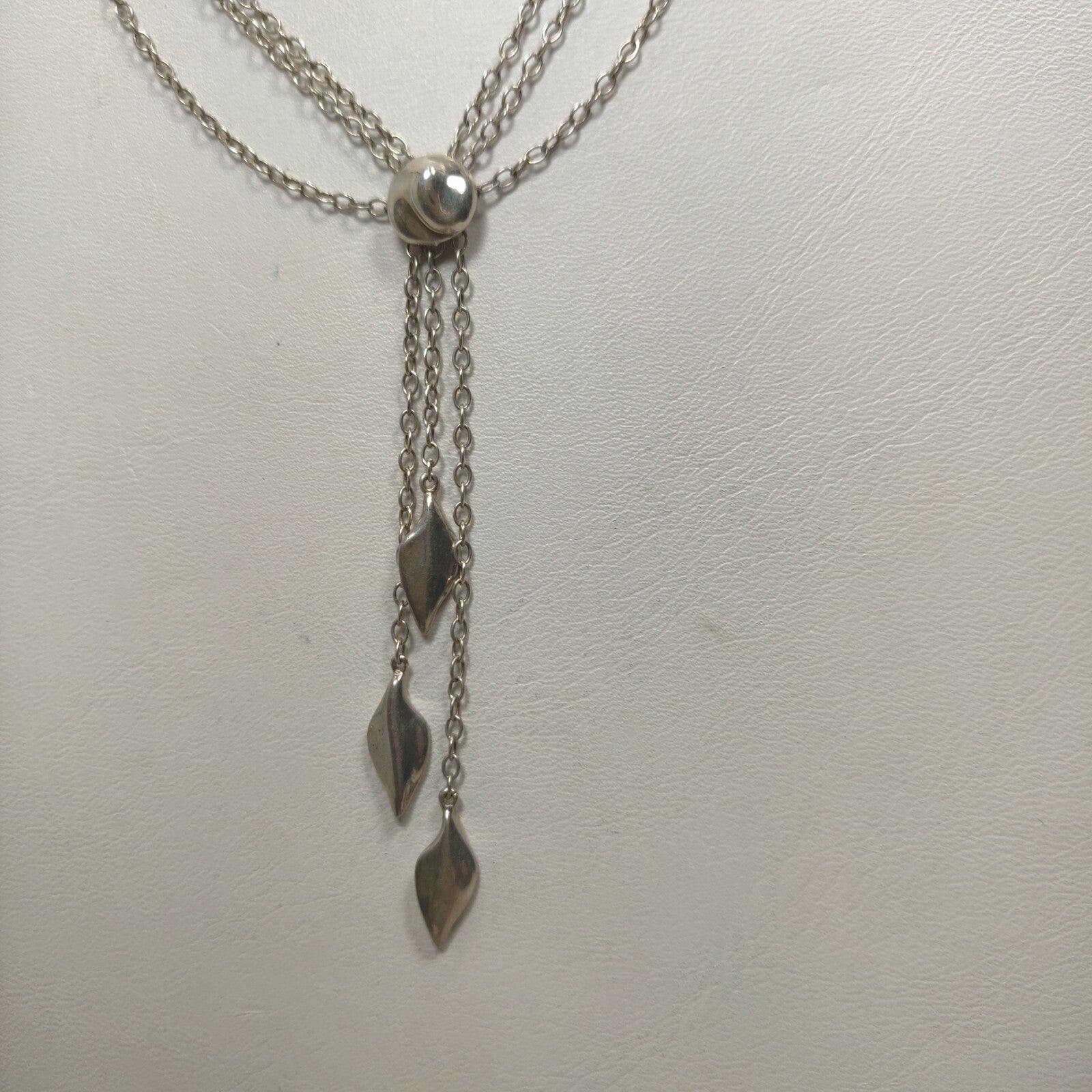 RARE Vintage Tiffany & Co Dangle Leaf Pendant Necklace Sterling Silver 18"