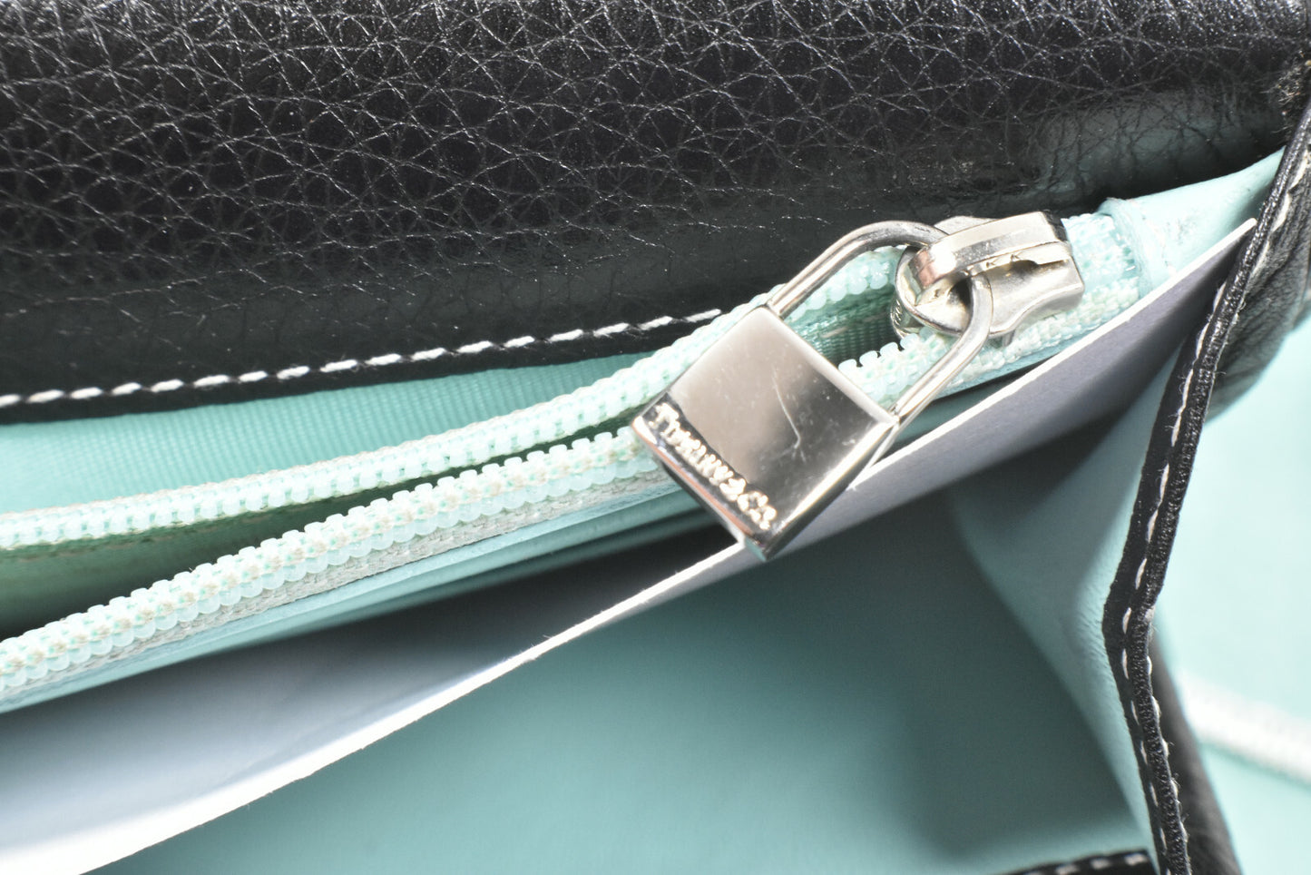 Tiffany & Co Wallet Continental Black & Blue Leather Manhattan Collection VGC