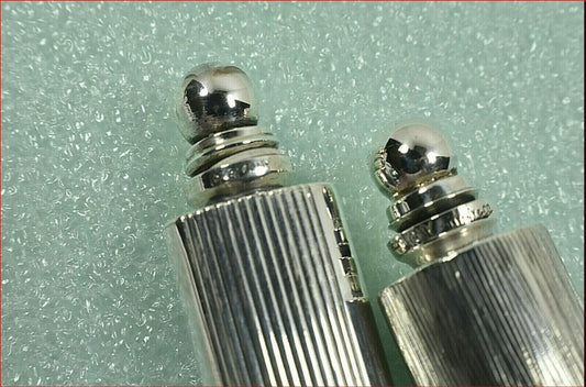Tiffany & Co. 2 Grooved Mini Perfume Bottles Handbag Size Sterling Silver Rare