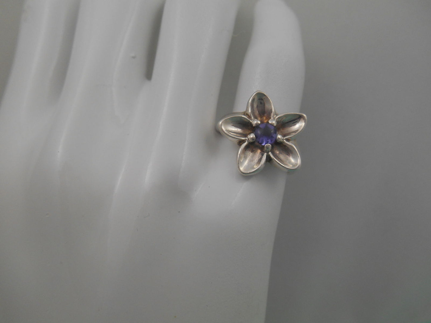 Vintage Tiffany & Co. Rare Nature Iolite Flower Ring Sterling Silver 1993 SALE
