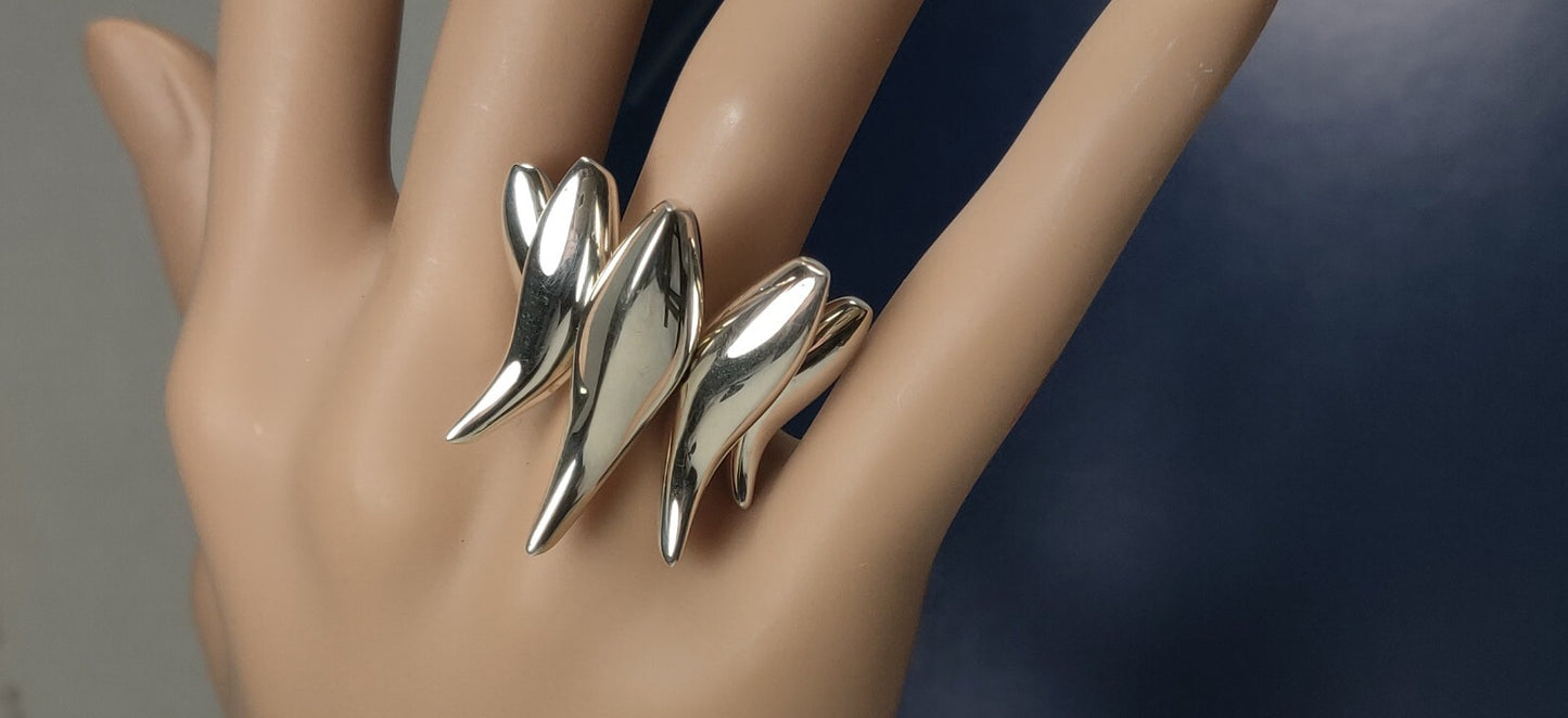 Rare Tiffany & Co Frank GEHRY Five Fish Sterling Silver Size 6.5 Pouch Authentic