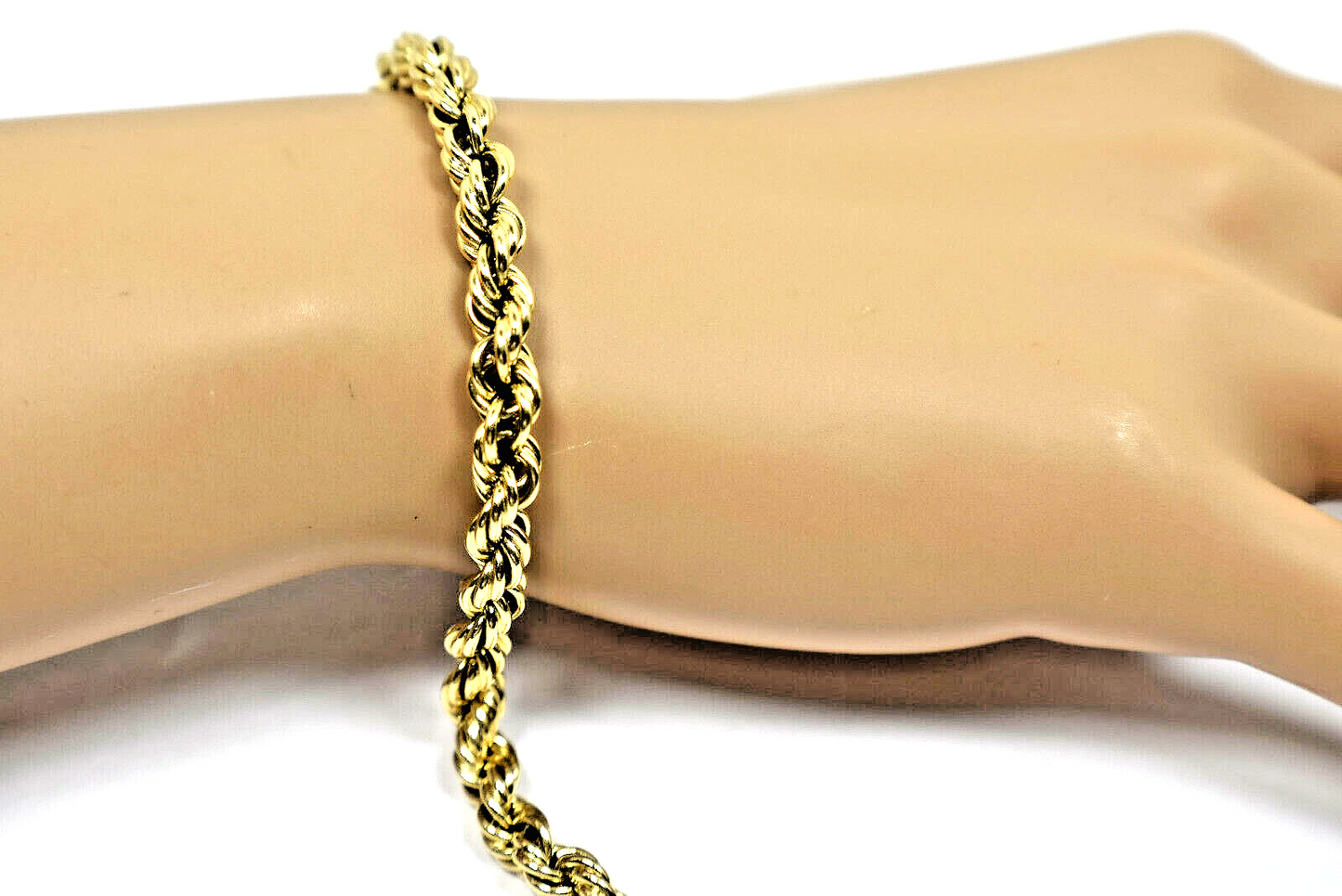 TIFFANY & Co Braided Twist Rope Chain Link Cable 14K 2 Tone Gold Bracelet 7"