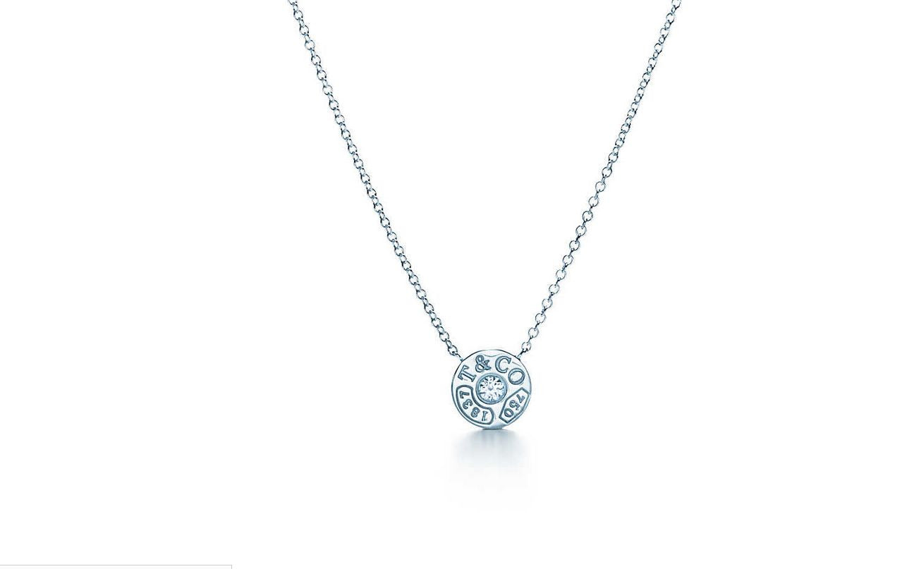 Tiffany & Co. 1837 Diamond Round Padlock Necklace Charm Pendant Sterling ($875) 