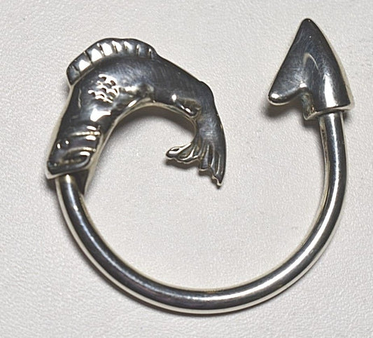 Tiffany & Co. Fish Themed Solid Sterling Silver Key Chain Ring