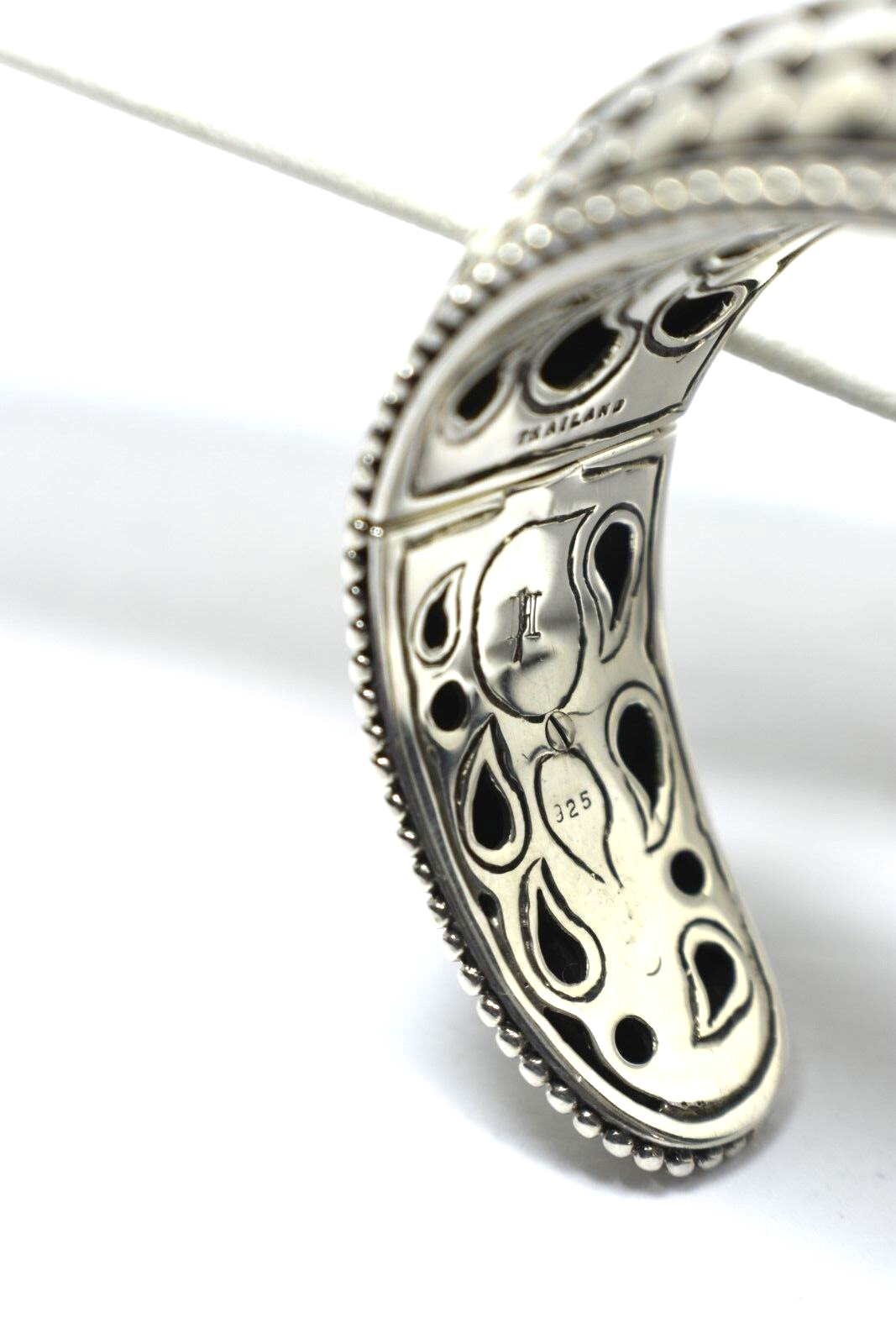 John Hardy Kick Cuff Bangle Dot Bracelet, Wide, Hinged Sterling Silver & Box