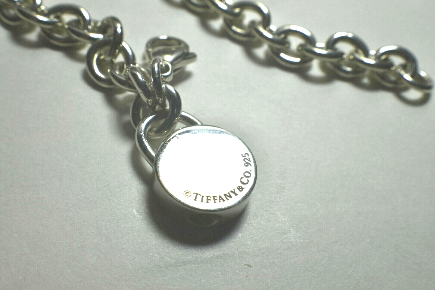 Tiffany & Co 1837 Round Lock Charm Pendant (Opens) Link Bracelet Sterling Silver