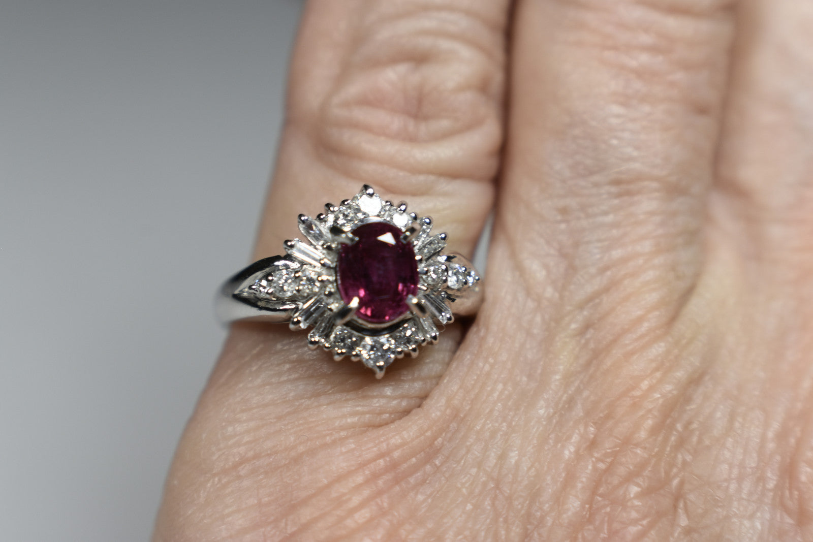 Stunning Ruby Ring 1.30ct G-H Diamond Engagement o Statement Ring 5.5 Size