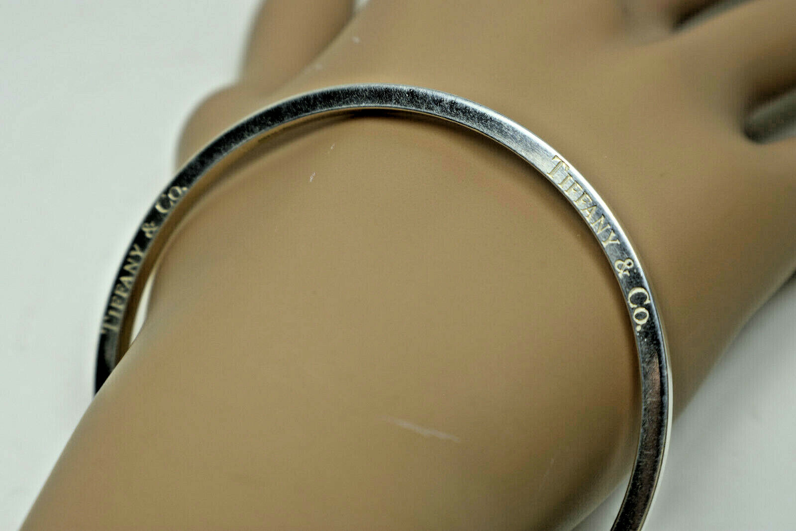 Tiffany & Co Italy Narrow Icon Bangle Bracelet Sterling Silver, Newly Polished!