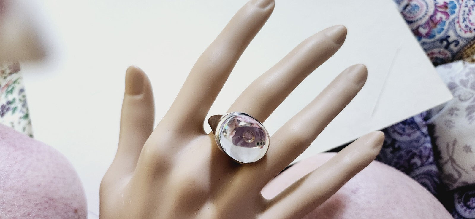 Tiffany & Co Elsa Peretti Large Domed Rock Crystal Ring Sz 6 , Very Rare!